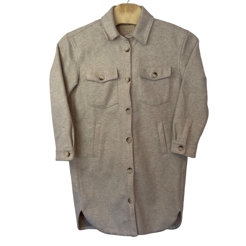 Blank NYC Women's Faux Wool Long Shirt Jacket Shacket Size M Relaxed Minimalist